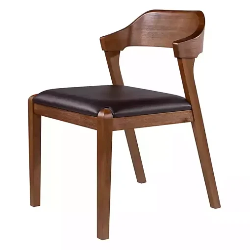 Wood and Faux Leather Dining Chair