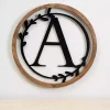 Wood and Metal Laurel Monogram A Plaque