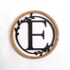 Wood and Metal Laurel Monogram E Plaque
