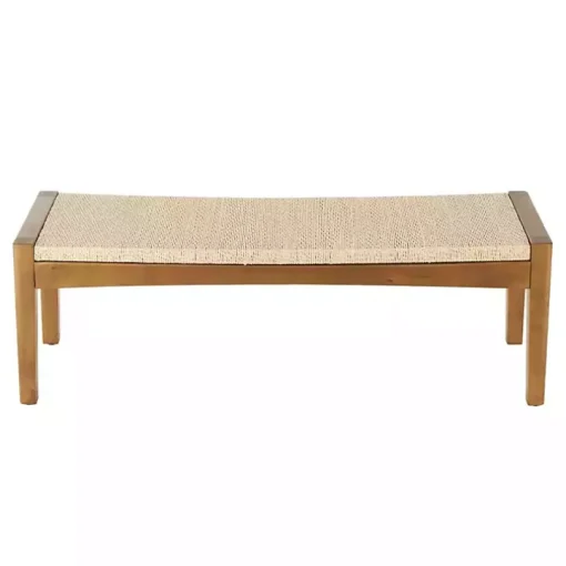 Woven Rope and Birch Wood Bench