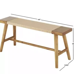 Woven Rope Narrow Wood Bench