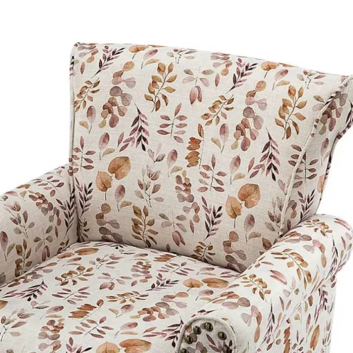 Yellow and Orange Leaf Upholstered Accent Chair