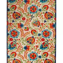 Abstract Floral Outdoor Area Rug, 7x10