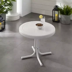 Alabaster White Metal Outdoor Side Table