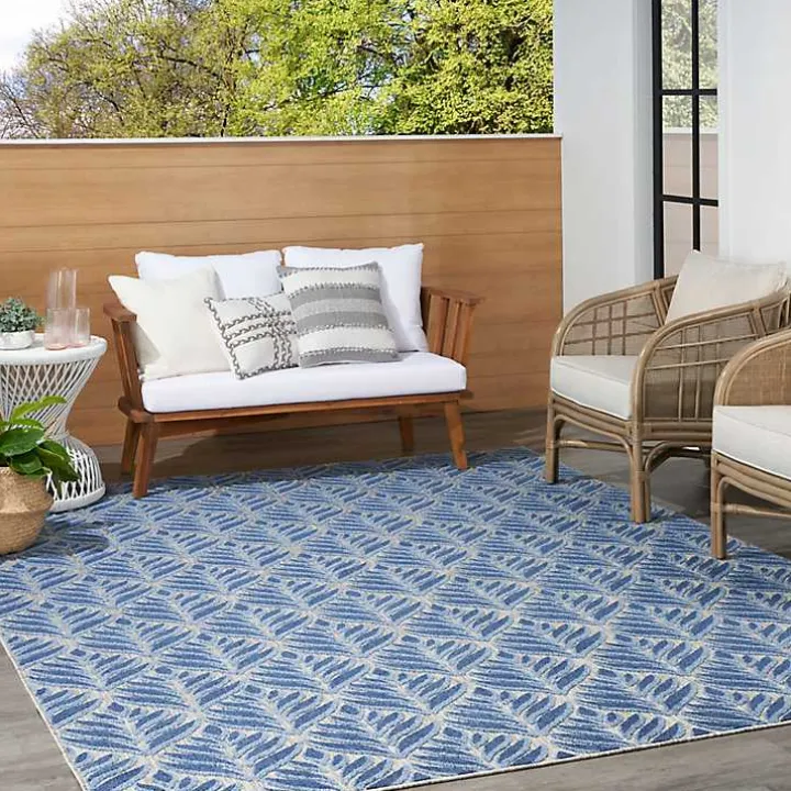 Aloha Blue Botanical Indoor/Outdoor Rug, 3x5