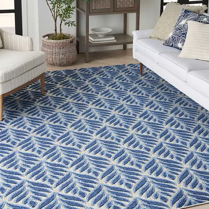 Aloha Blue Botanical Indoor/Outdoor Rug, 6x9