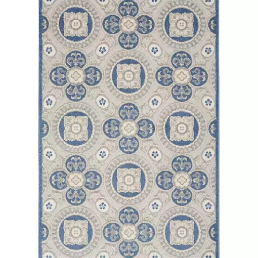 Aloha Blue Medallion Indoor/Outdoor Area Rug, 3x5