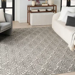 Aloha Gray Botanical Indoor/Outdoor Rug, 3x5