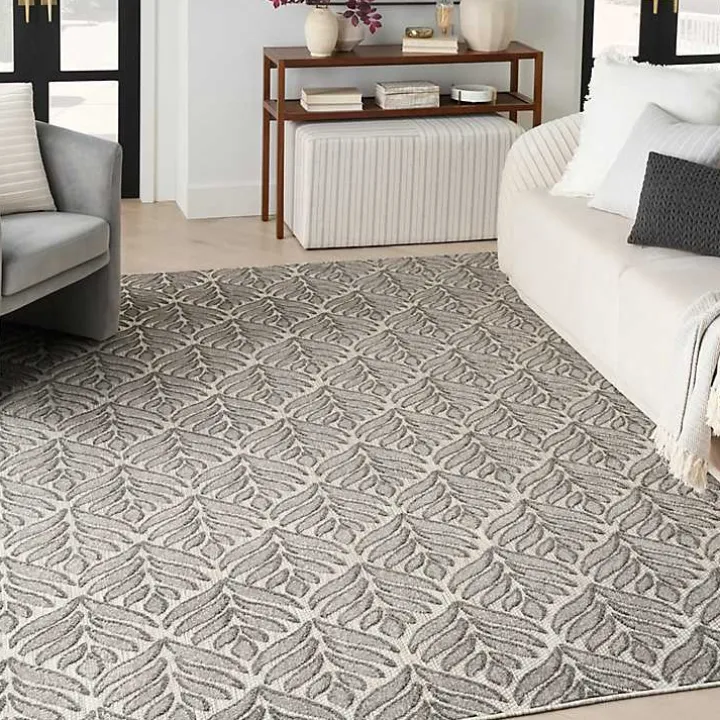 Aloha Gray Botanical Indoor/Outdoor Rug, 3x5