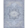 Amelie Silver Blue Classic Washable Area Rug, 6x9