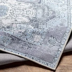 Amelie Silver Blue Classic Washable Area Rug, 6x9