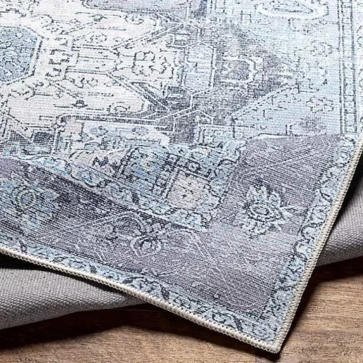 Amelie Silver Blue Classic Washable Area Rug, 6x9