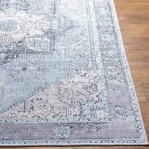 Amelie Silver Blue Classic Washable Area Rug, 6x9