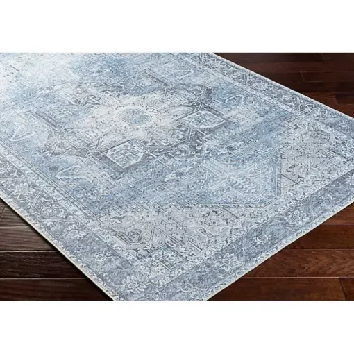 Amelie Silver Blue Classic Washable Area Rug, 6x9
