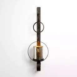 Antique Bronze Metal and Glass Wall Sconce