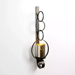 Antique Bronze Metal and Glass Wall Sconce