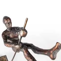 Antique Bronze Pole Vaulter Figurine, 15 in.
