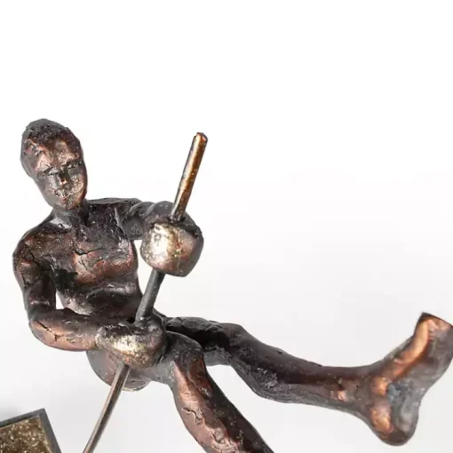 Antique Bronze Pole Vaulter Figurine, 15 in.