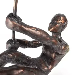 Antique Bronze Pole Vaulter Figurine, 15 in.