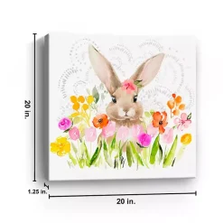 April Flowers and Happy Bunny Canvas Art Print