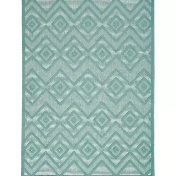 Aqua Flatweave Diamond Outdoor Area Rug