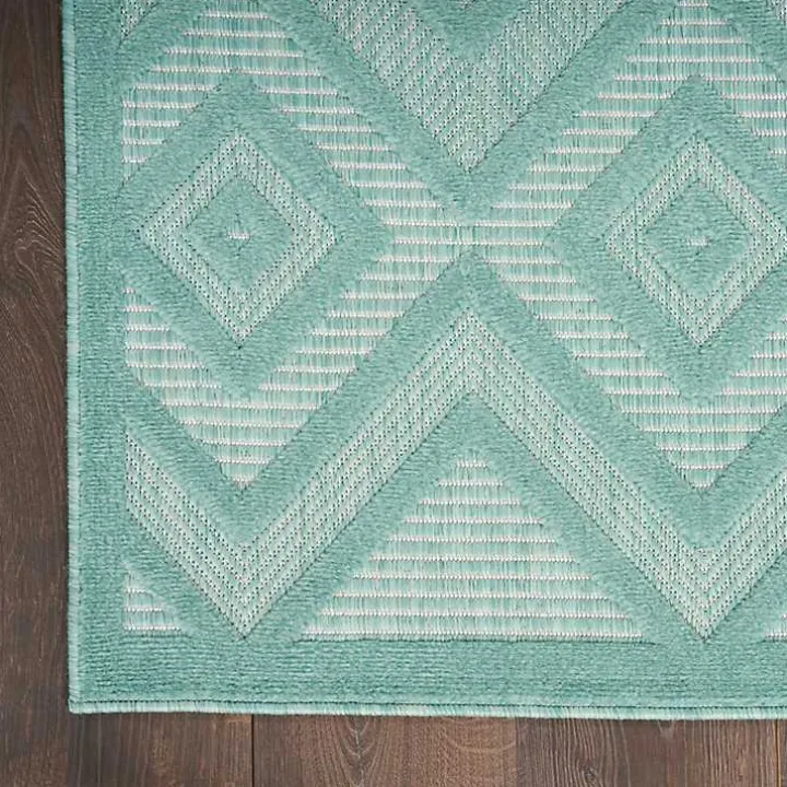 Aqua Flatweave Diamond Outdoor Area Rug