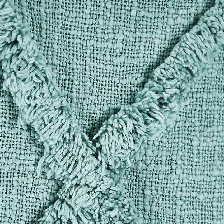 Aqua Fringe Diamond Lumbar Pillow