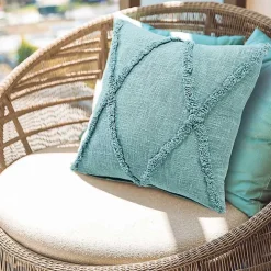 Aqua Fringe Diamond Pillow, 20 in.