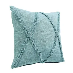 Aqua Fringe Diamond Pillow, 20 in.
