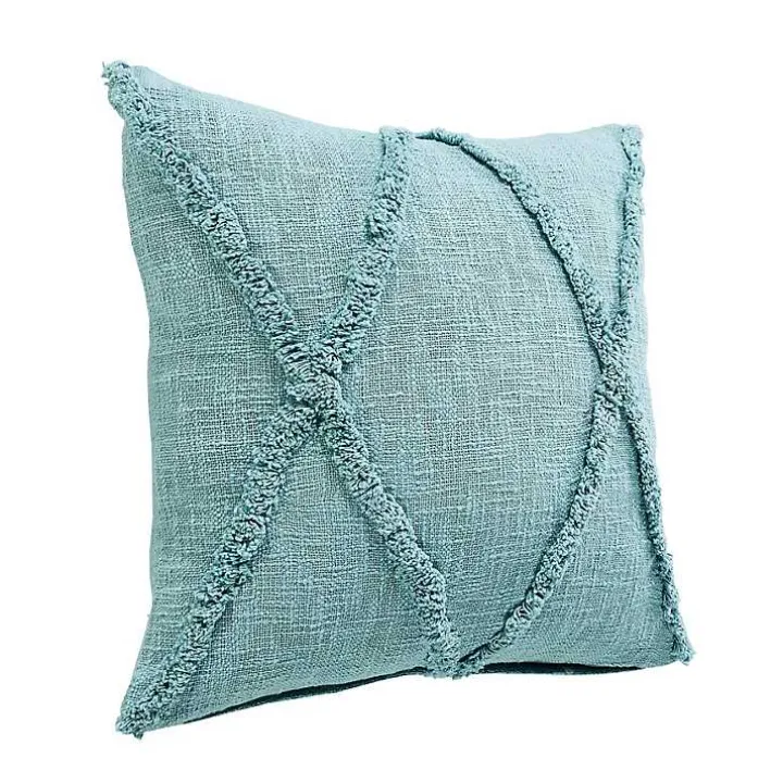 Aqua Fringe Diamond Pillow, 20 in.