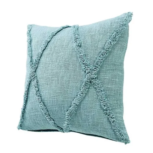 Aqua Fringe Diamond Pillow, 20 in.