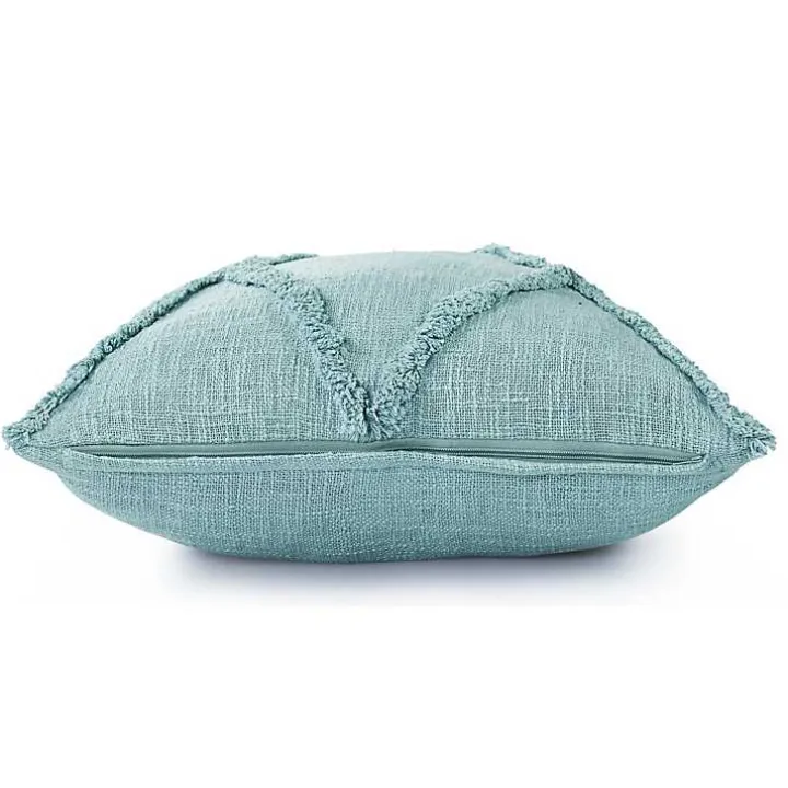 Aqua Fringe Diamond Pillow, 20 in.