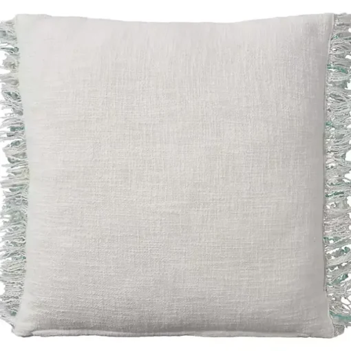 Aqua Handstitched Stripes Throw Pillow