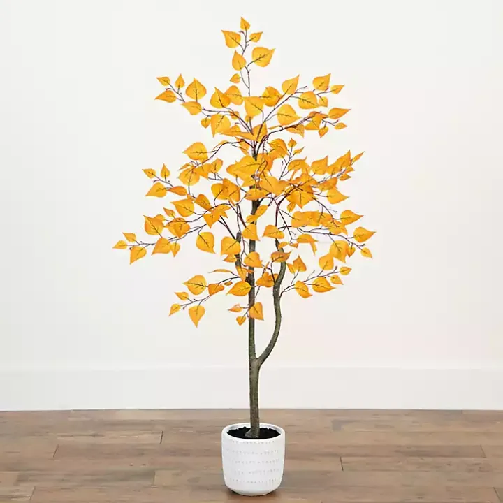 Autumn Birch Tree in Decorative Planter, 4 ft.