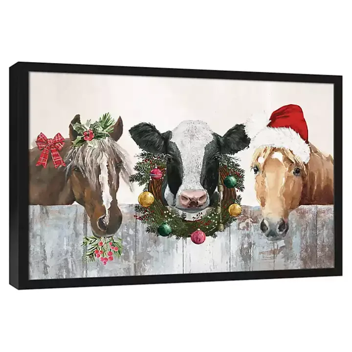 Barn Animals Black Framed Canvas Art Print