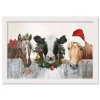 Barn Animals White Framed Canvas Art Print