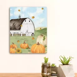 Barn with Pumpkins Canvas Art Print, 20x16 in.