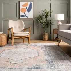 Bea Distressed Vintage Washable Area Rug, 5x8