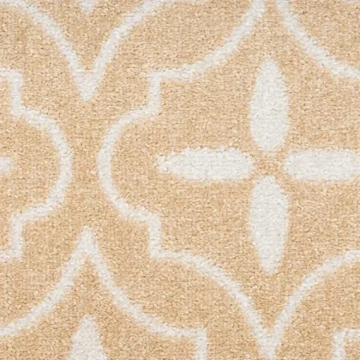 Beige & Ivory Quatrefoil Indoor/Outdoor Rug, 5x7