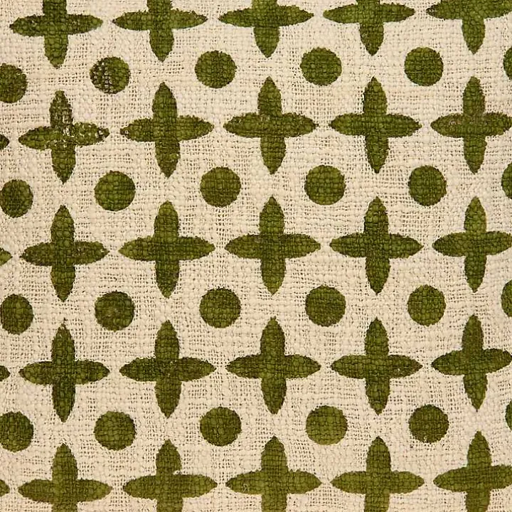Beige and Green Patterned Pillow