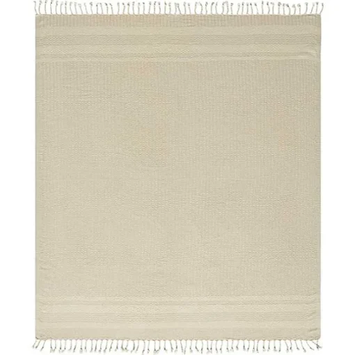 Beige and White Stripes Cotton Throw