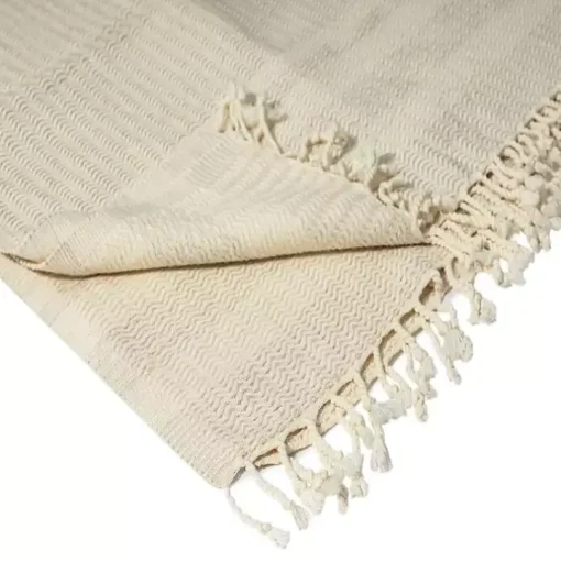 Beige and White Stripes Cotton Throw
