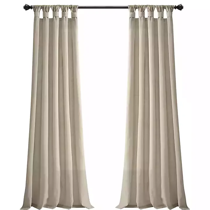 Beige Burlap Knotted Curtain Panel Set, 108 in.
