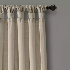 Beige Burlap Knotted Curtain Panel Set, 108 in.