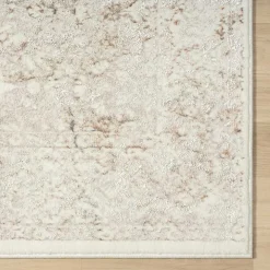 Beige Faded Damask Area Rug, 7x9