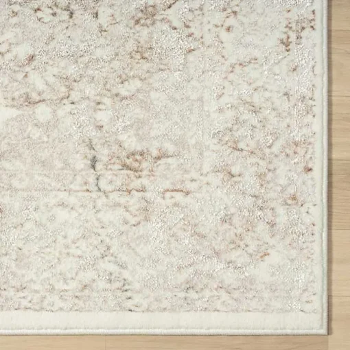 Beige Faded Damask Area Rug, 7x9