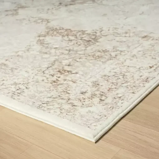 Beige Faded Damask Area Rug, 7x9