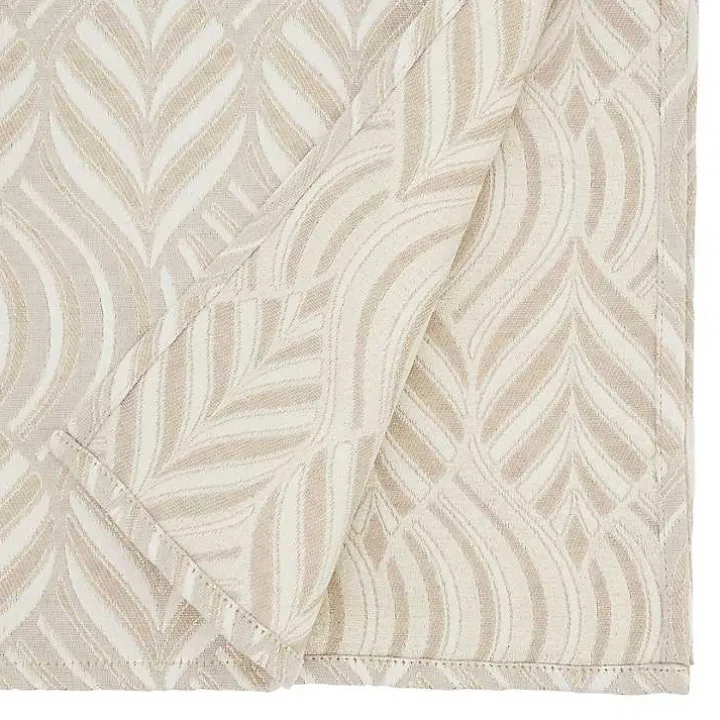 Beige Jacquard Leaf Tablecloth, 104 in.