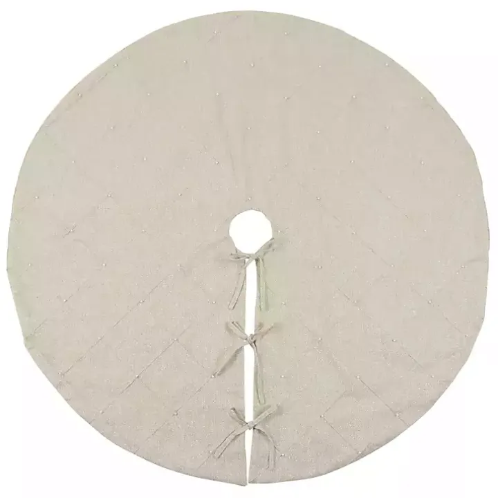 Beige Linen Diamond Stitched Tree Skirt