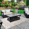 Beige Roses Outdoor Area Rug, 4x6